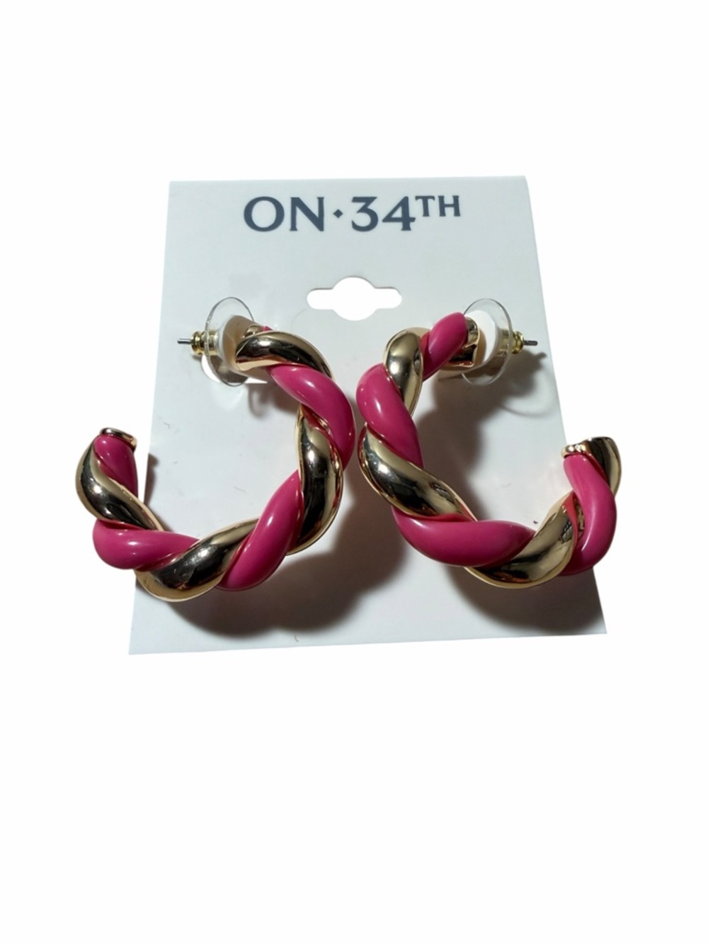 On 34th Braided Pink Hoop Earrings for Women